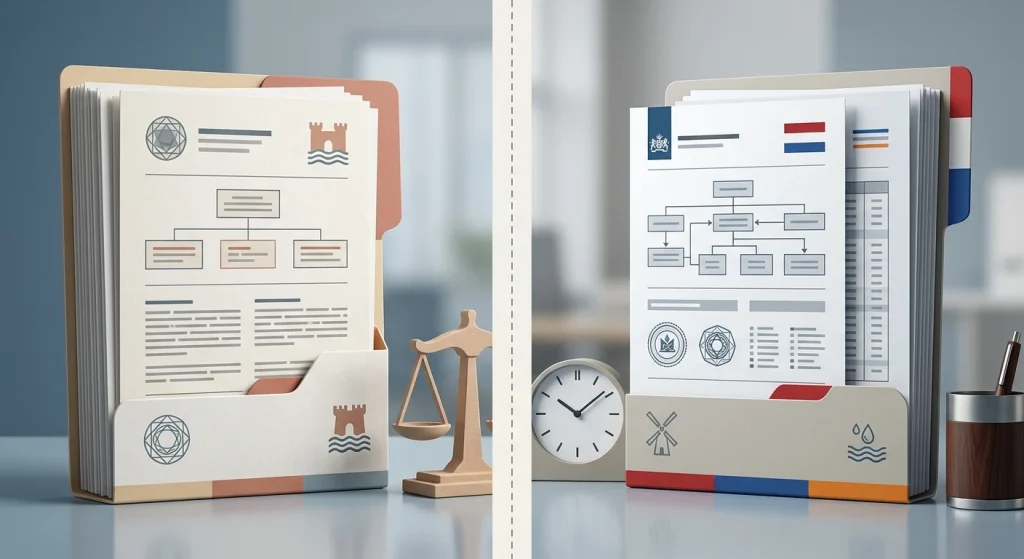 Illustratie van twee regelgevingslagen voor Malta en Nederland